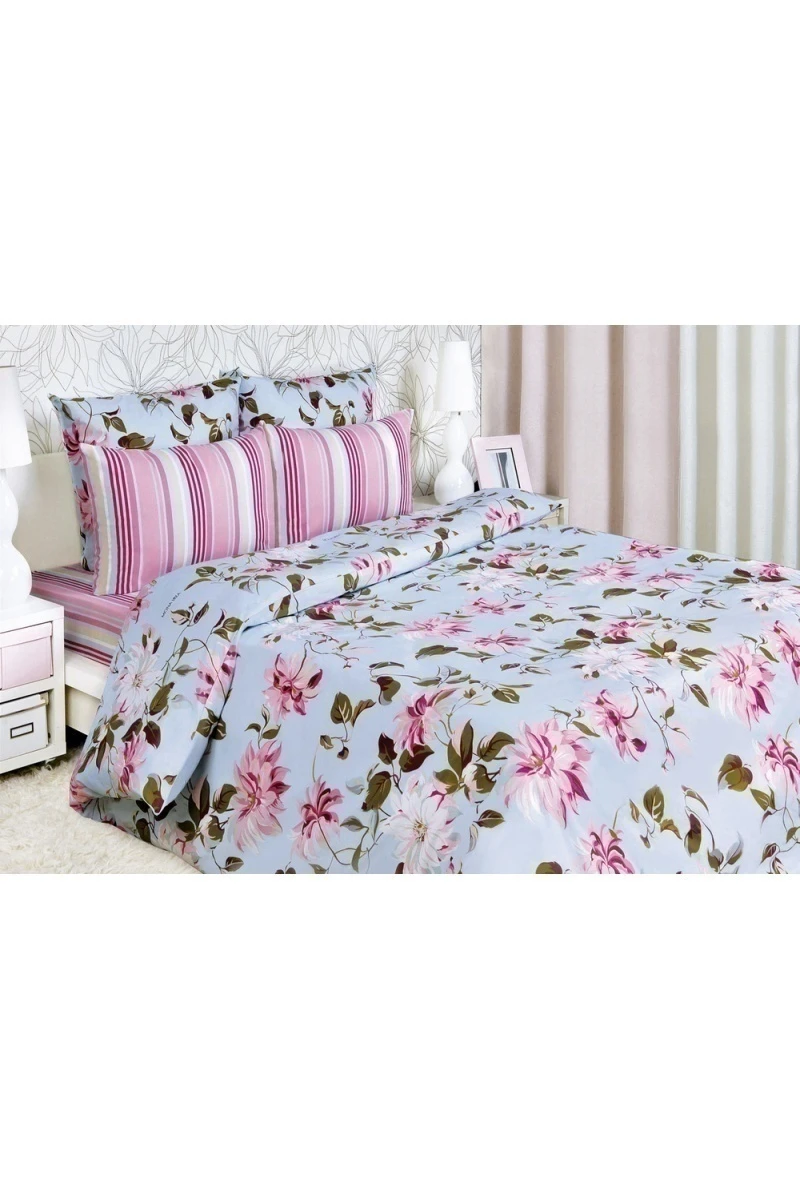 Простыня бязевая на резинке Кр. Талка "Элайза" голубой арт. 5272-1 + 5273 тип 2