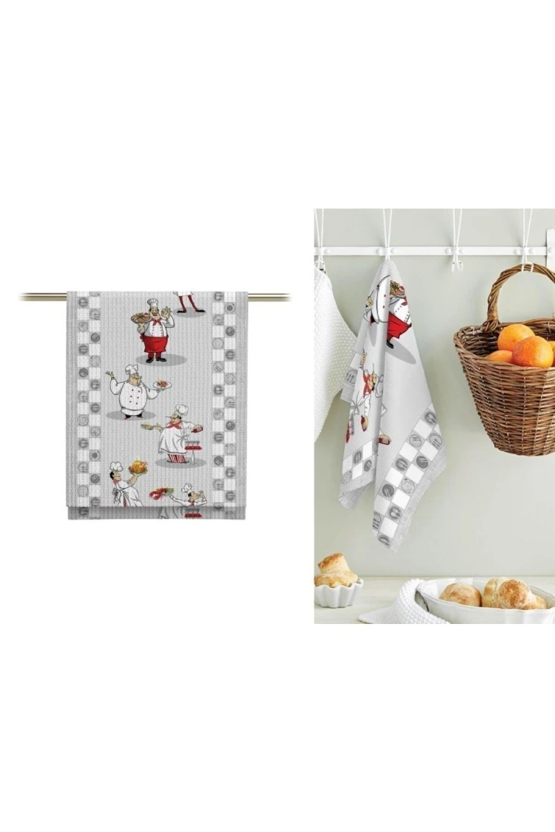 Вафельное полотно "ХБК" 176г/м2, 50см "Рататуй" рис. 5594 вид 1