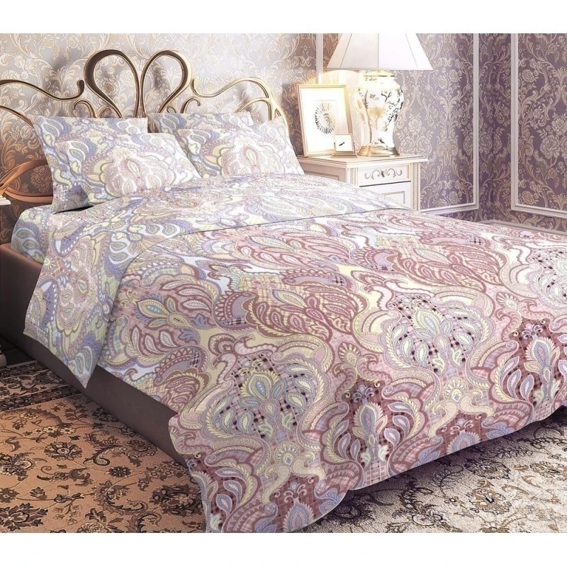 КПБ Кр. Талка 125г/м бязь "Лиза" розовый р. Евро 2 арт. 9240-2