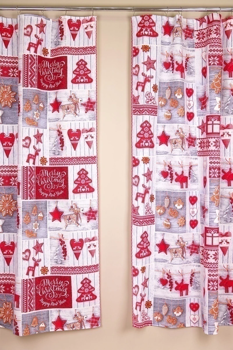 Комплект штор из рогожки "Диз" Счастливого Рождества