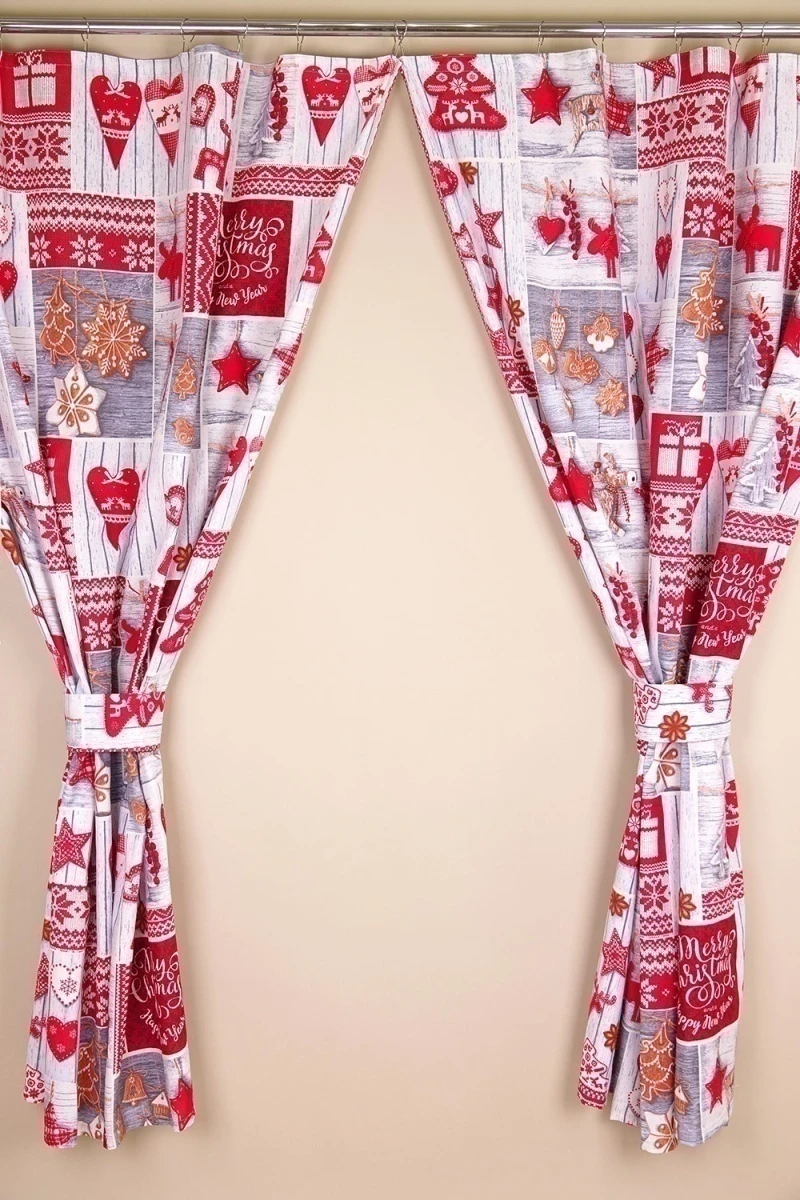 Комплект штор из рогожки "Диз" Счастливого Рождества