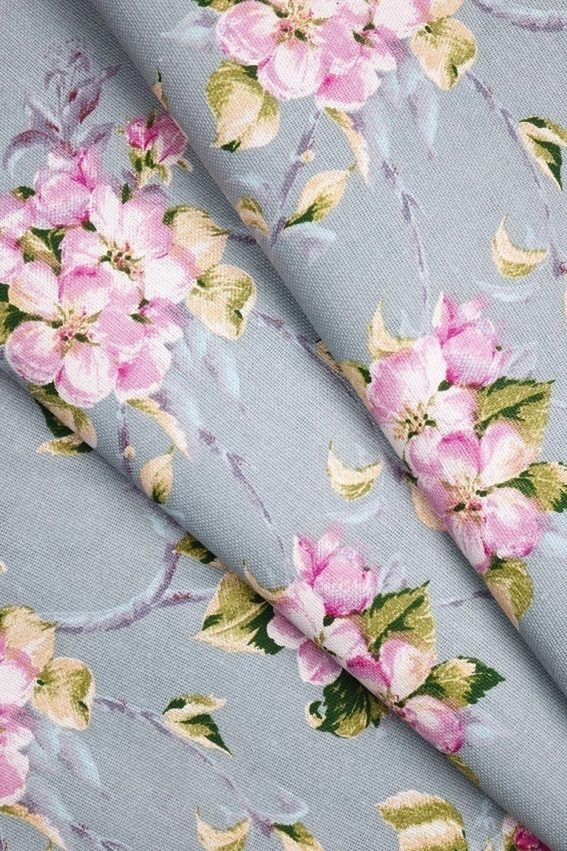 Комплект штор из рогожки "Диз" Цвет вишни (серо-голубой)