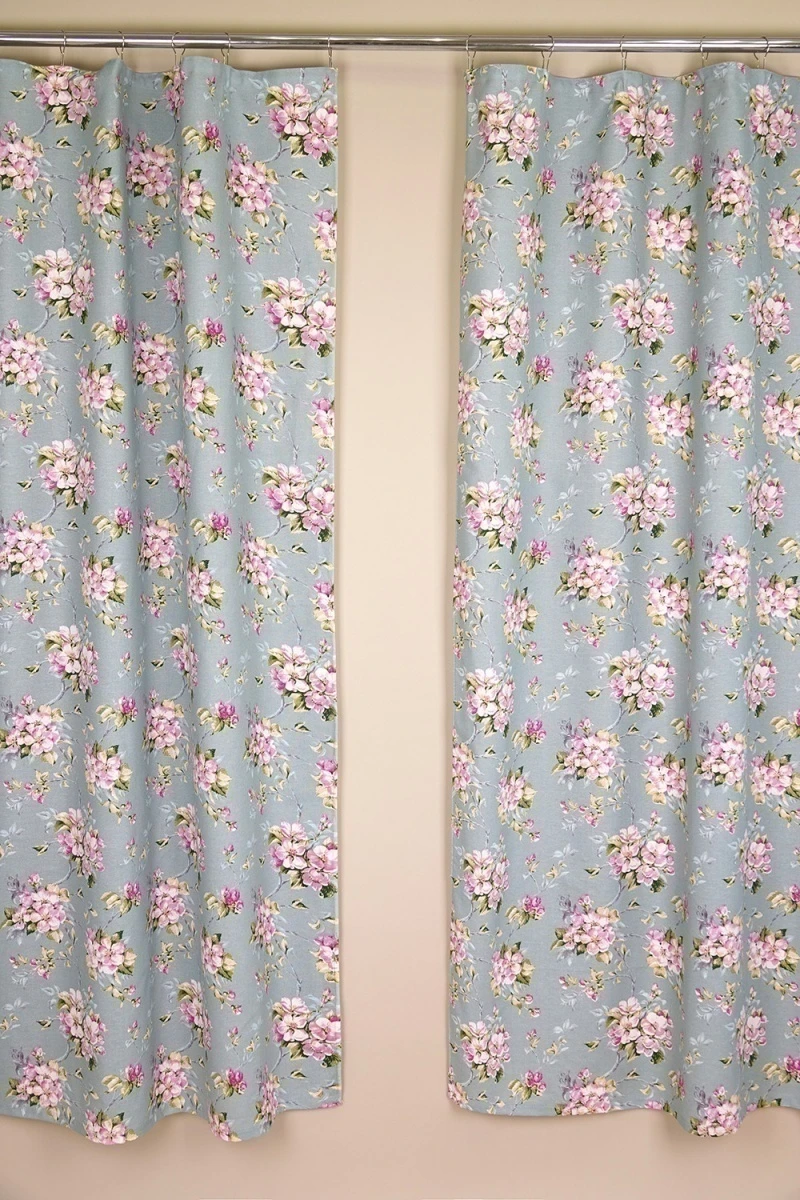 Комплект штор из рогожки "Диз" Цвет вишни (серо-голубой)