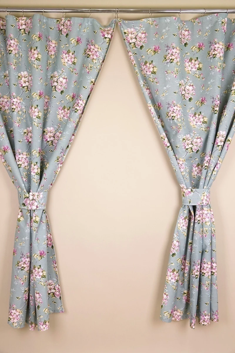 Комплект штор из рогожки "Диз" Цвет вишни (серо-голубой)