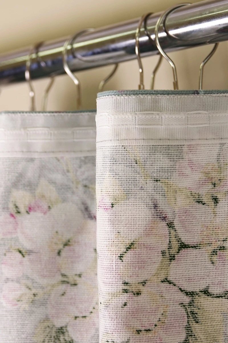 Комплект штор из рогожки "Диз" Цвет вишни (серо-голубой)