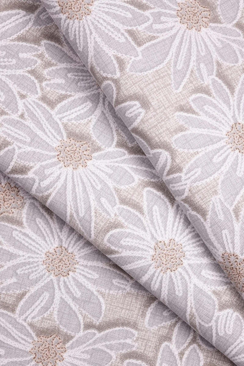 Комплект штор из рогожки "Диз" Ромашки (серый)