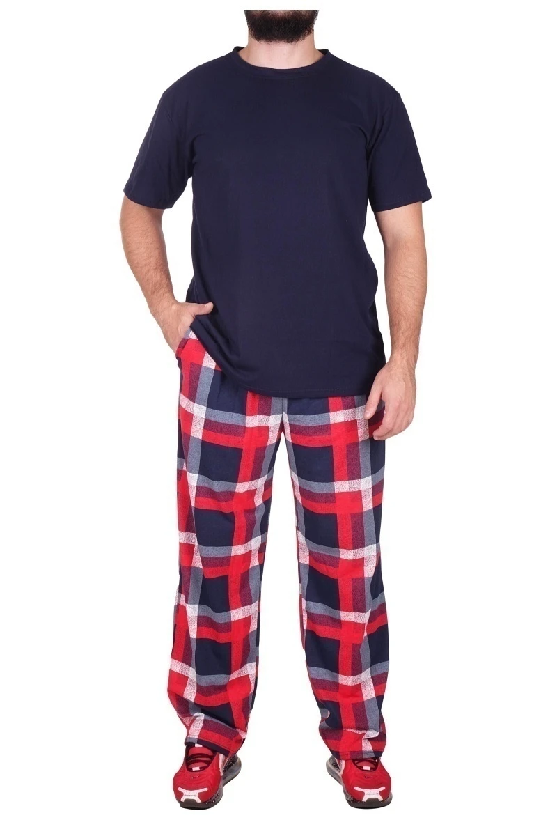 Комплект мужской КМ 004 (темно-синий + клетка)