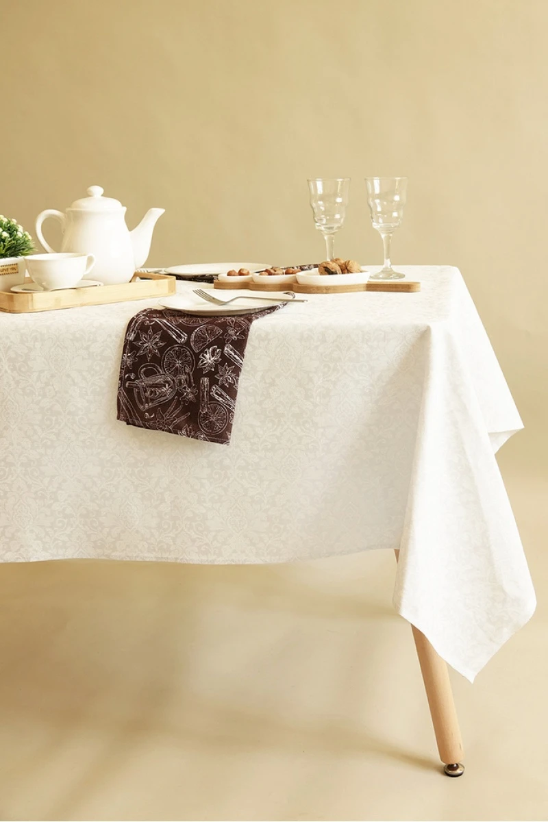 Скатерть рогожка "Диз" Белое кружево