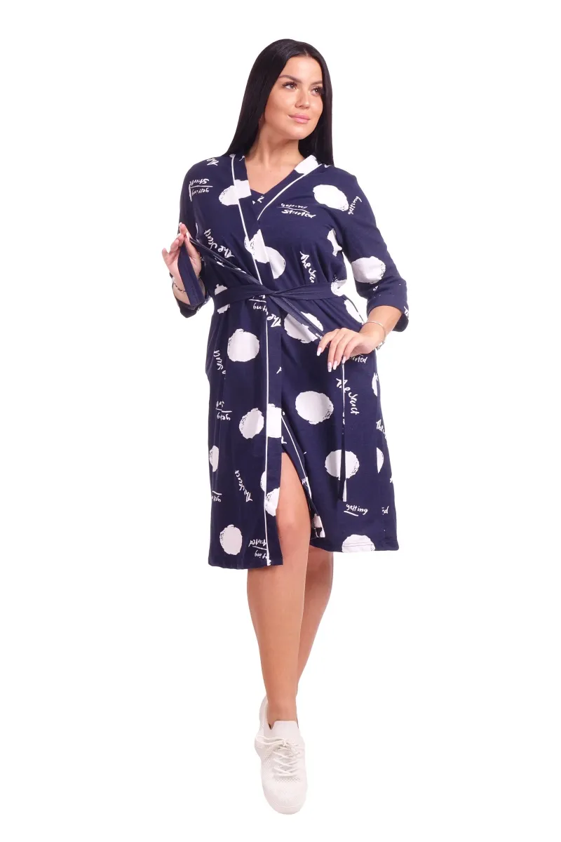 Комплект тройка (халат+топ+шорты) - Миша - 515 - синий