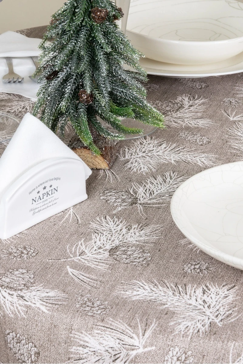 Скатерть круглая рогожка "Диз" Еловые шишки (145х145 см)