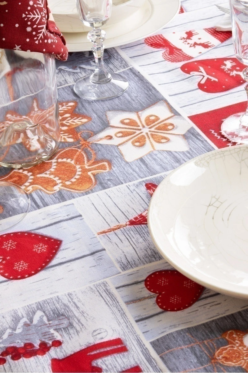 Скатерть круглая рогожка "Диз" Счастливого Рождества (145х145 см)