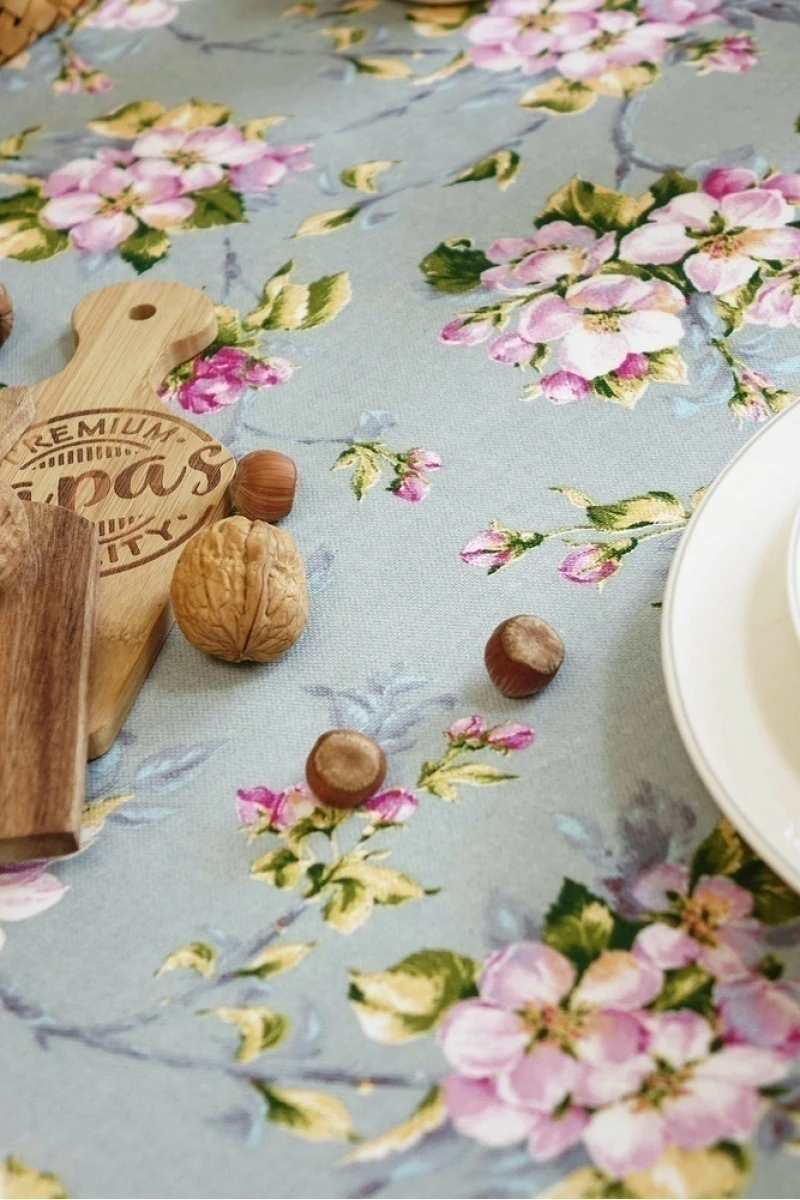 Скатерть круглая рогожка "Диз" Цвет вишни (серо-голубой) (145х145 см)