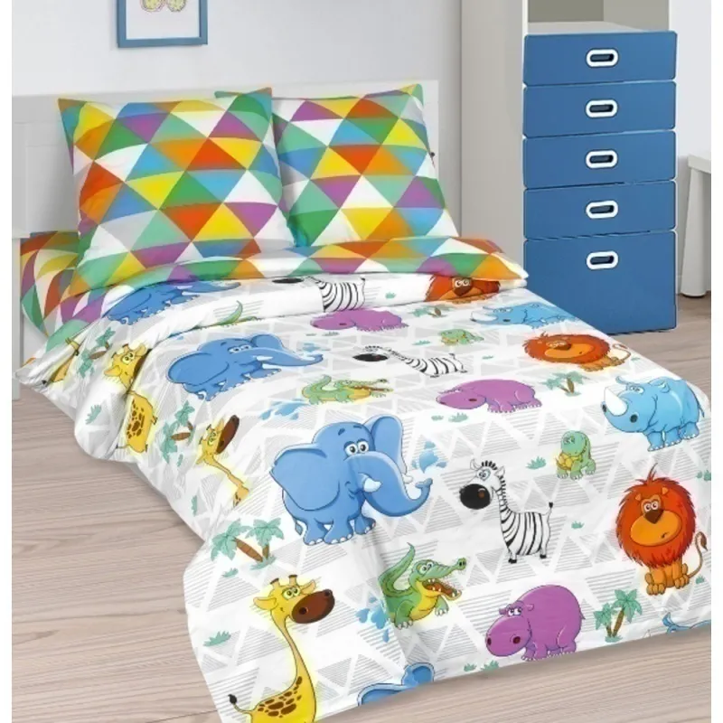 КПБ яселька с прост. на рез. "Диз" поплин "Веселый зоопарк" ком. арт. 11917-1