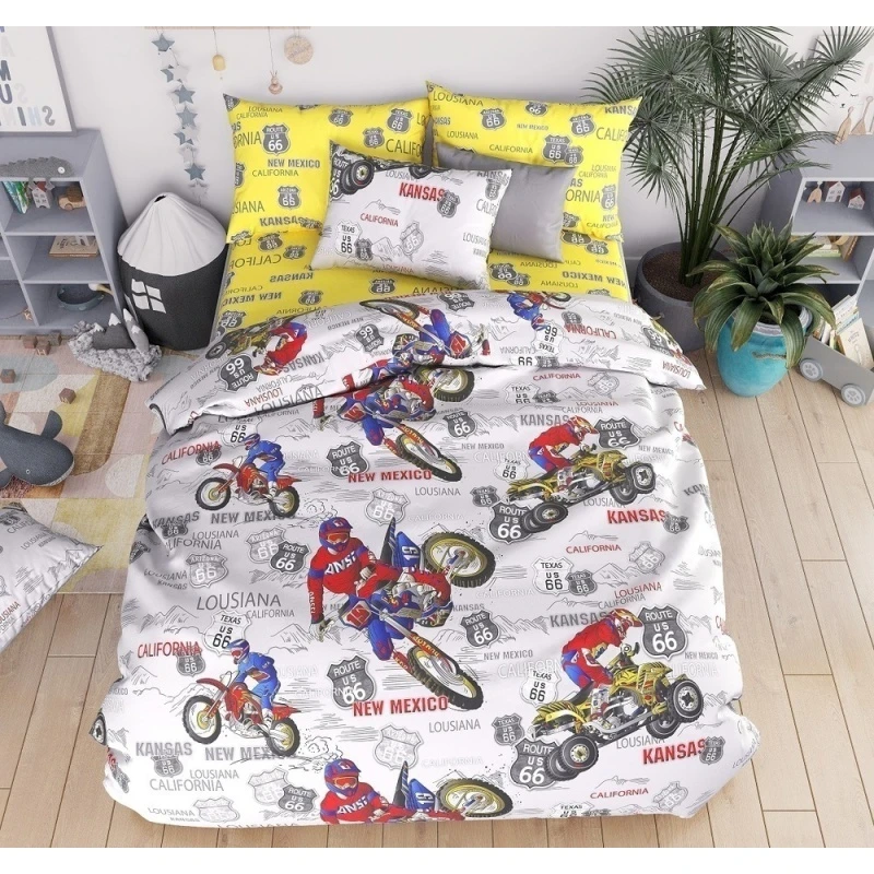 КПБ яселька "ГОС" бязь "Мотокросс" ком. рис. 7484/1 + 7485/1