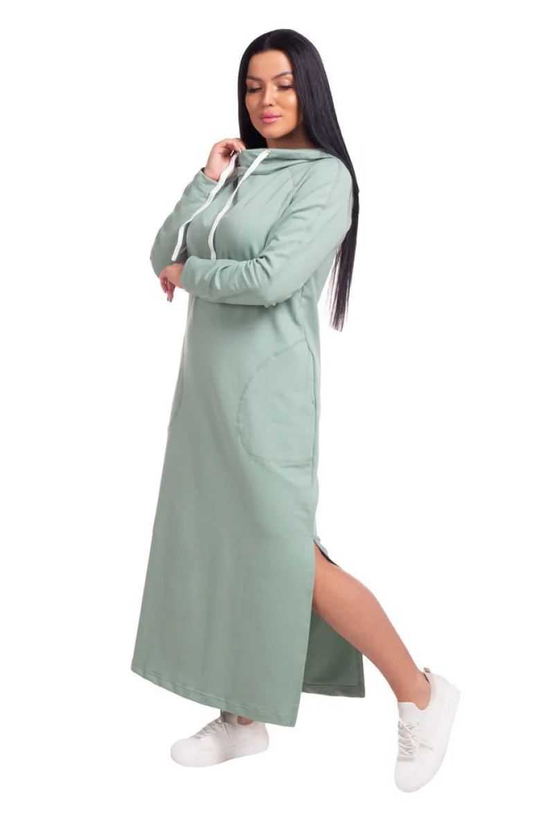 Платье длинное с разрезами - Готэм - 488 - оливка