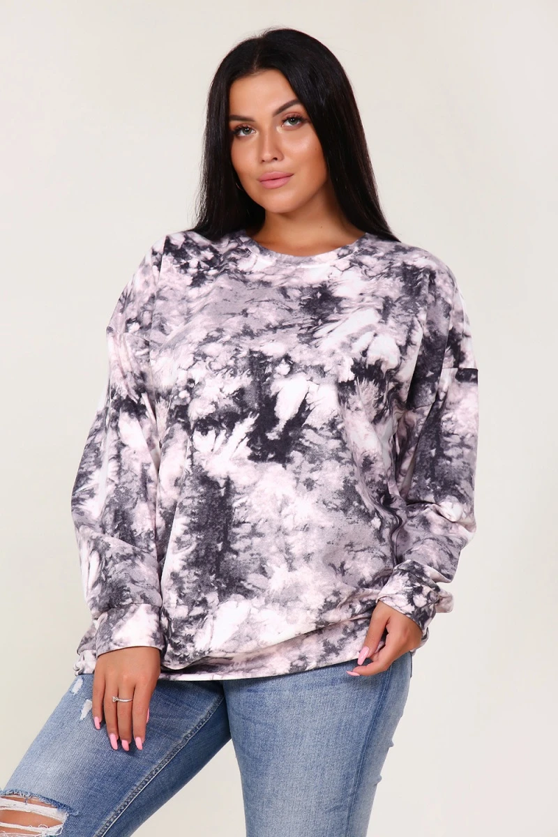 Свитшот с модным принтом тай-дай - the Rock - 448 - графит