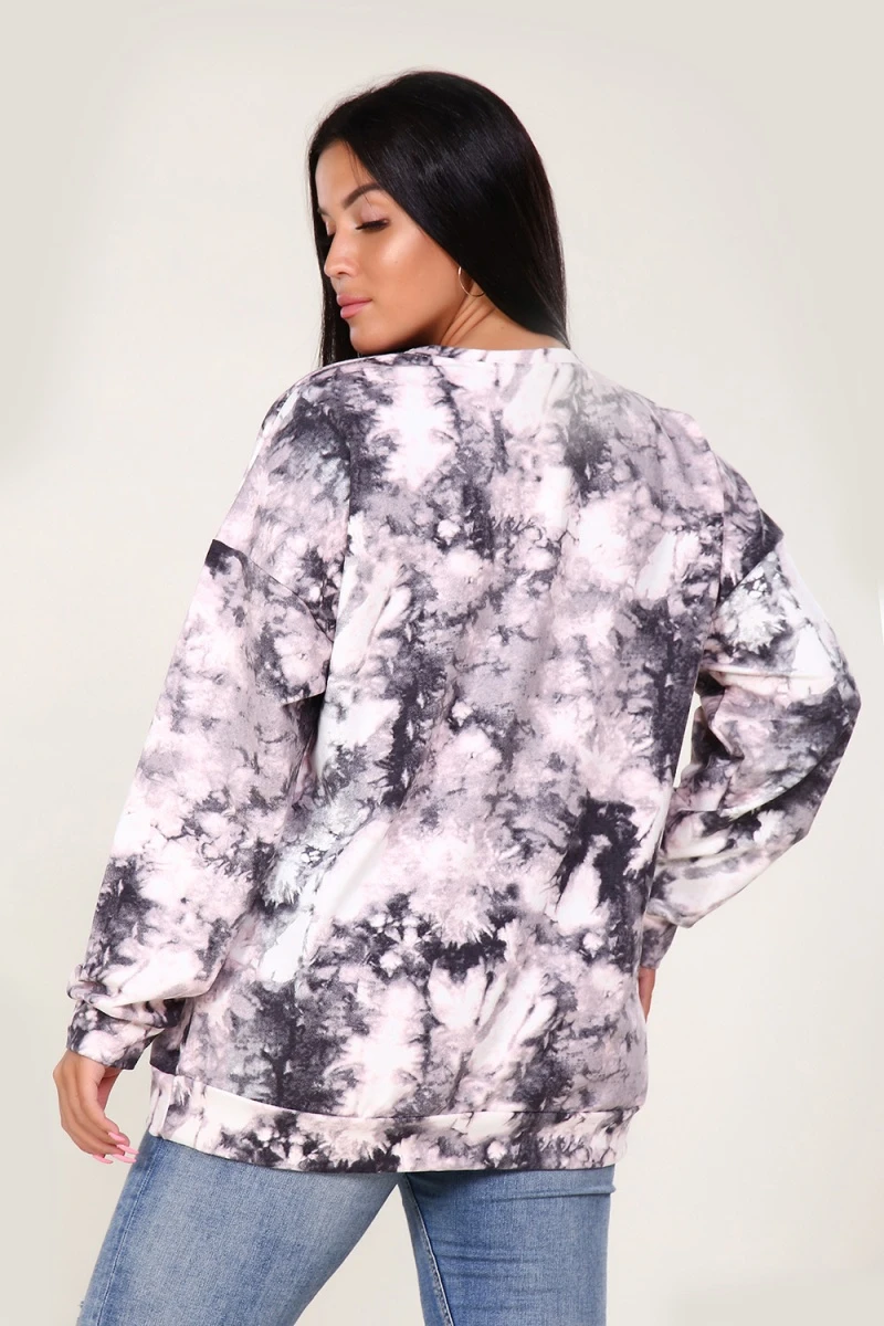 Свитшот с модным принтом тай-дай - the Rock - 448 - графит