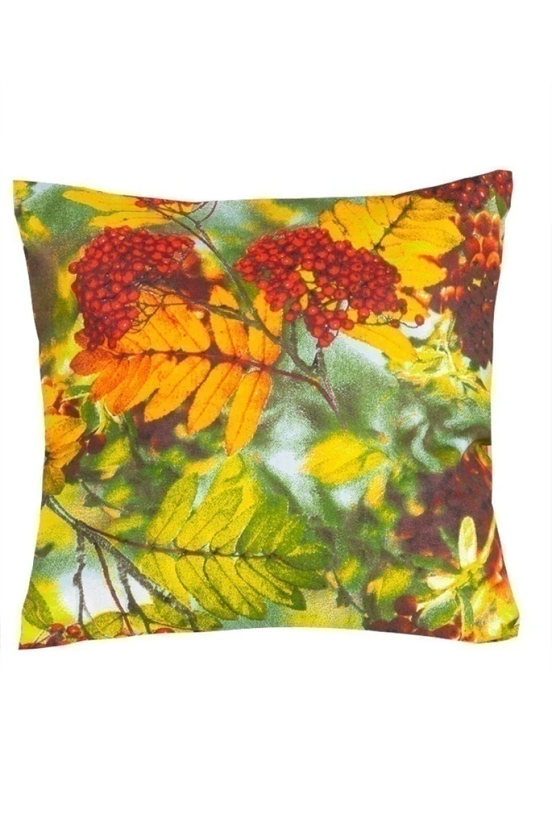 Декоративная наволочка на молнии из рогожки "Талка" Рябина