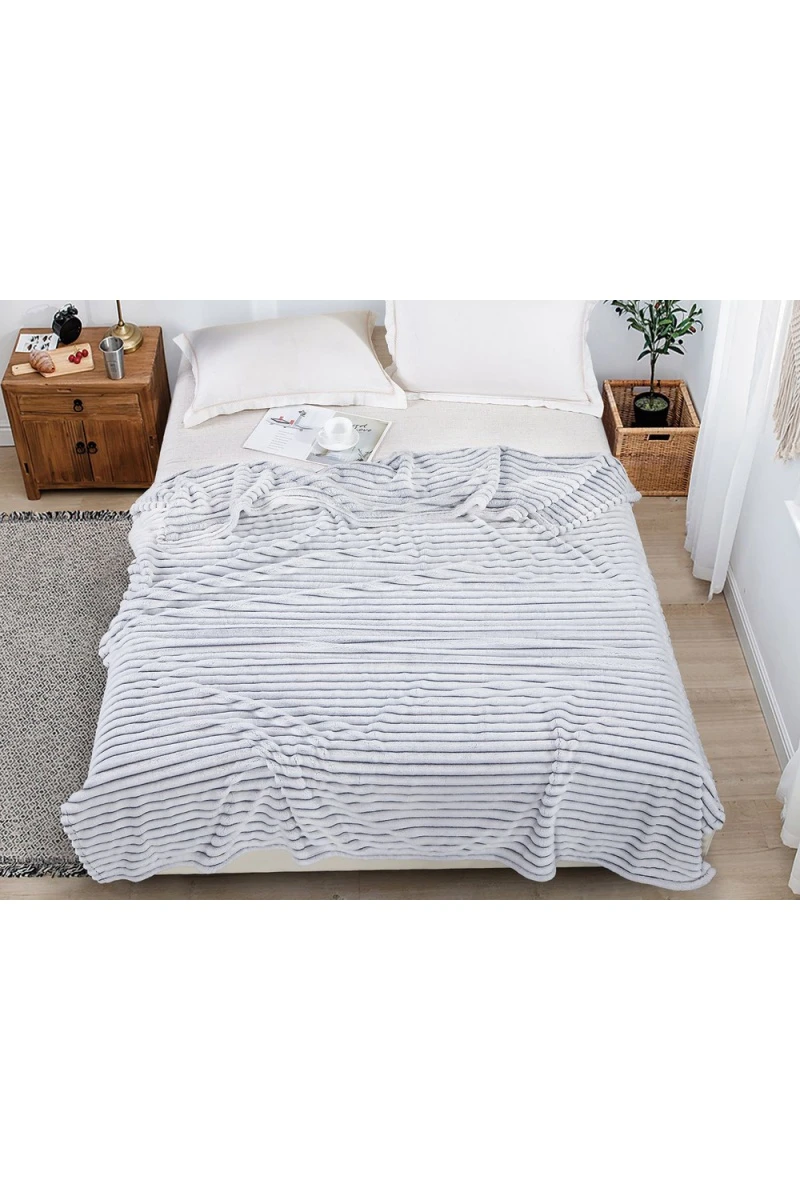 Покрывало плюш велюр 001-MAR Cветло-серый