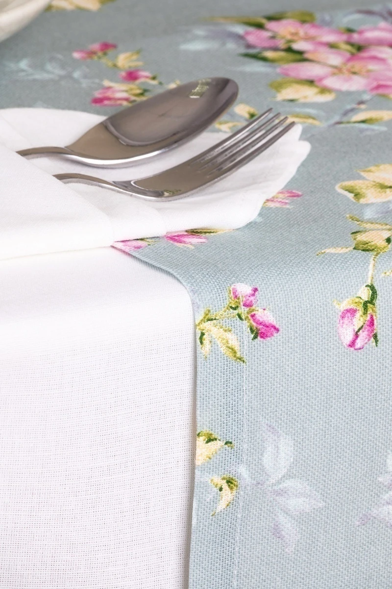 Дорожка из рогожки "Диз" Цвет вишни (серо-голубой)