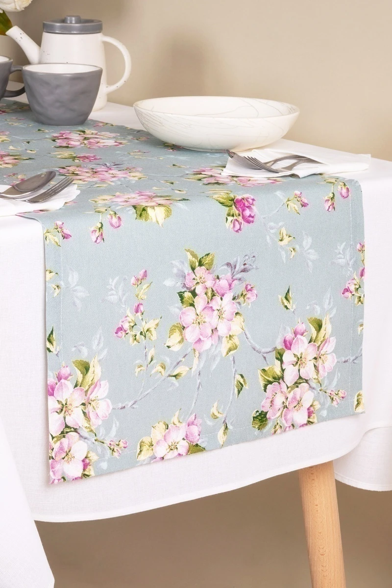 Дорожка из рогожки "Диз" Цвет вишни (серо-голубой)