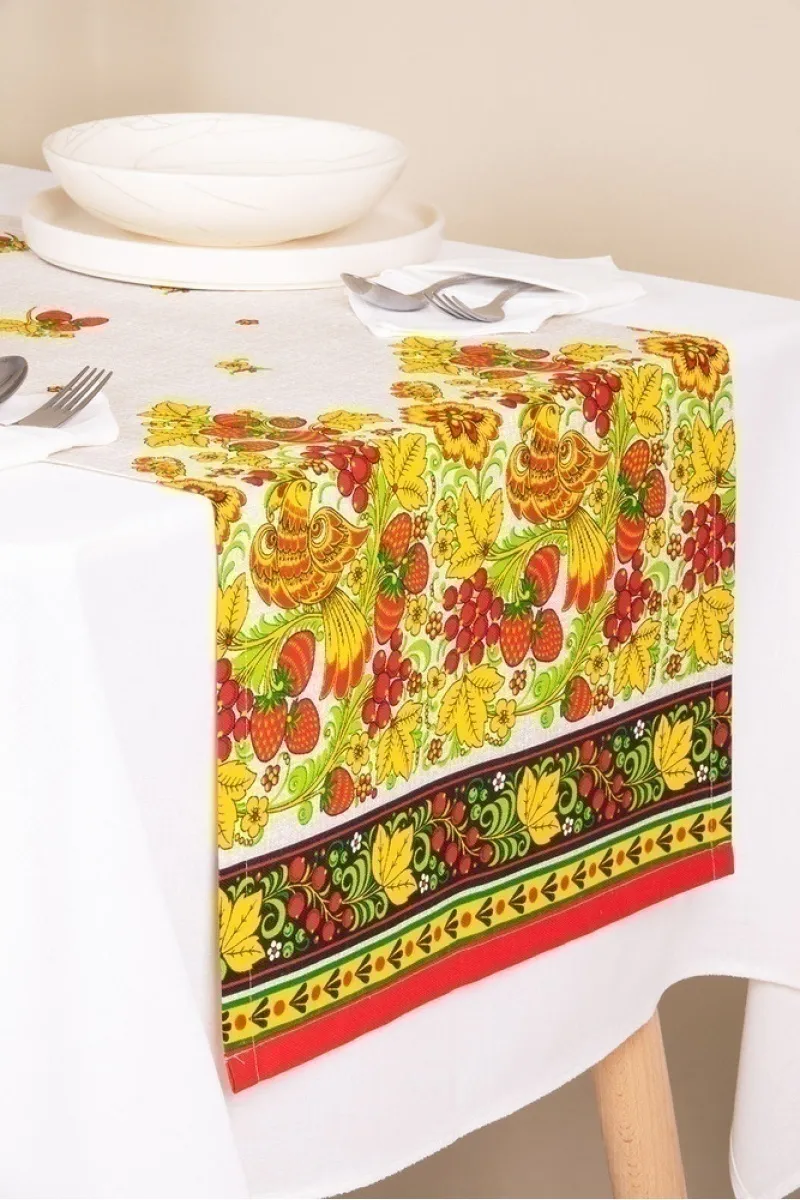 Дорожка из рогожки "Диз" Хохлома (земляника)