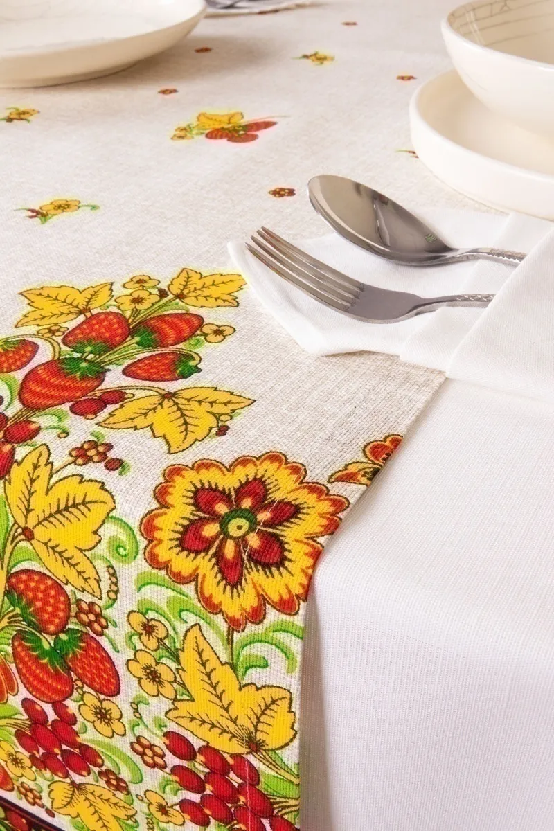 Дорожка из рогожки "Диз" Хохлома (земляника)