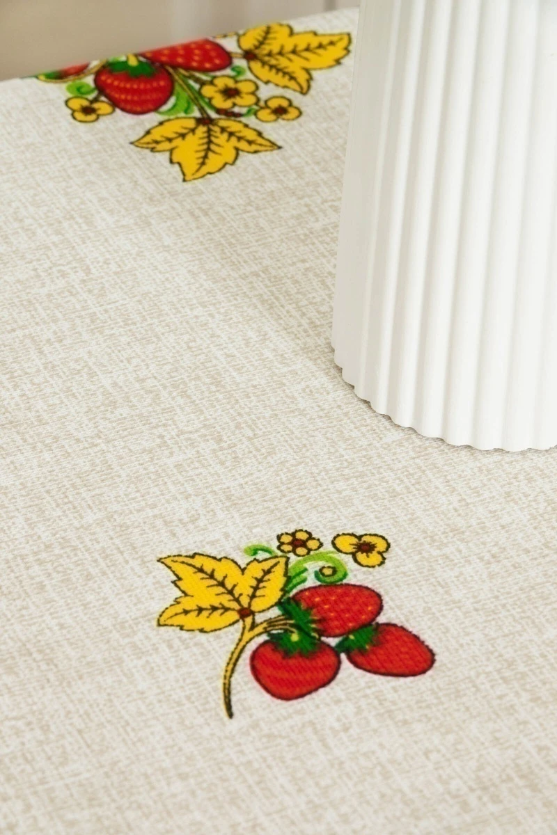 Скатерть рогожка "Диз" Хохлома (земляника)