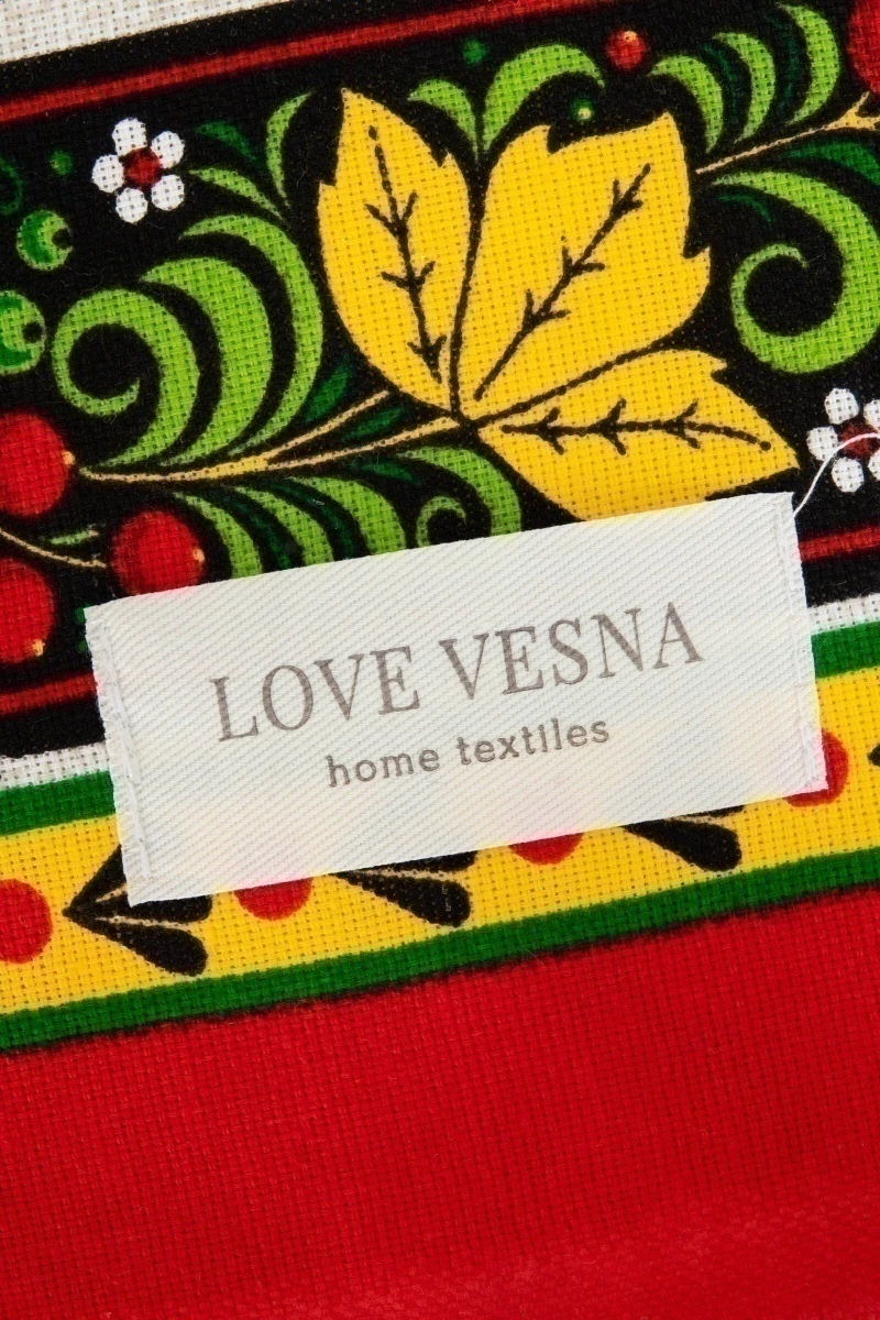 Скатерть рогожка "Диз" Хохлома (земляника)