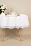 Скатерть круглая с кружевом полулен "ГОС" Отбеленная (вид 1) (145х145 см)