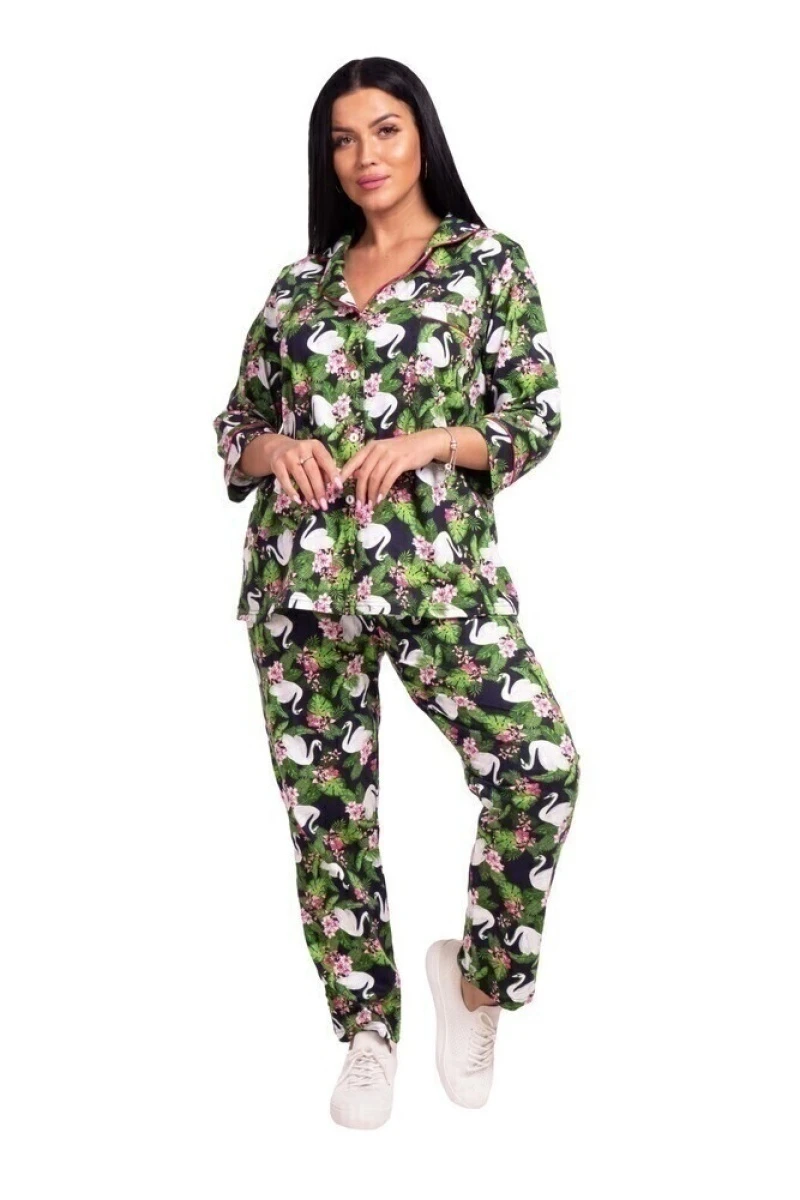 Пижама "Люкс" лебеди, трикотаж