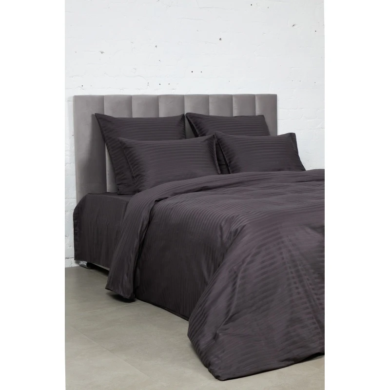 КПБ страйп-сатин "ЕА" 130г/м "ЕА-Графит" р. Евро арт. 3910 (полоса 1*1 см) (240 см)