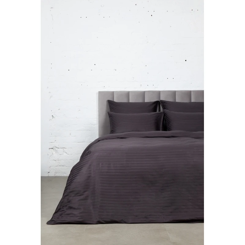 КПБ страйп-сатин "ЕА" 130г/м "ЕА-Графит" р. Евро арт. 3910 (полоса 1*1 см) (240 см)