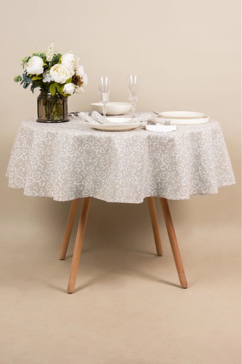 Скатерть круглая полулен "ГОС" Барокко (145х145 см)