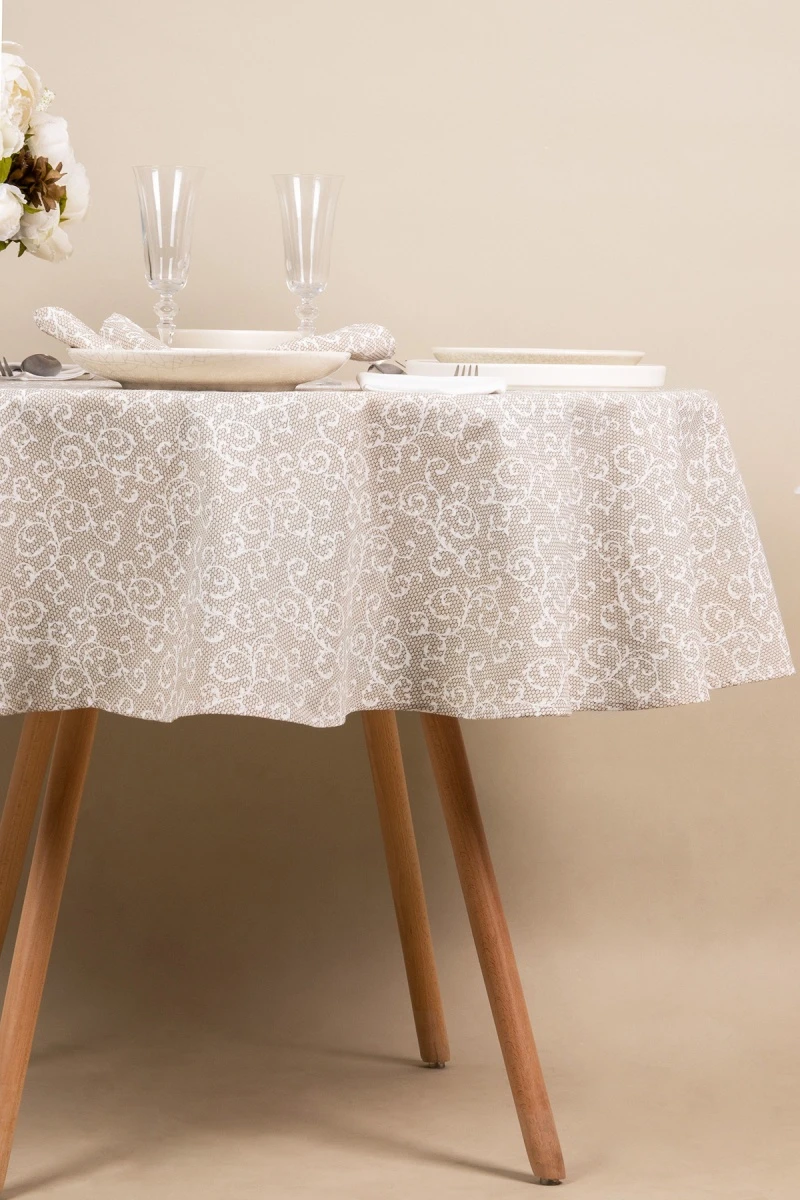 Скатерть круглая полулен "ГОС" Барокко (145х145 см)