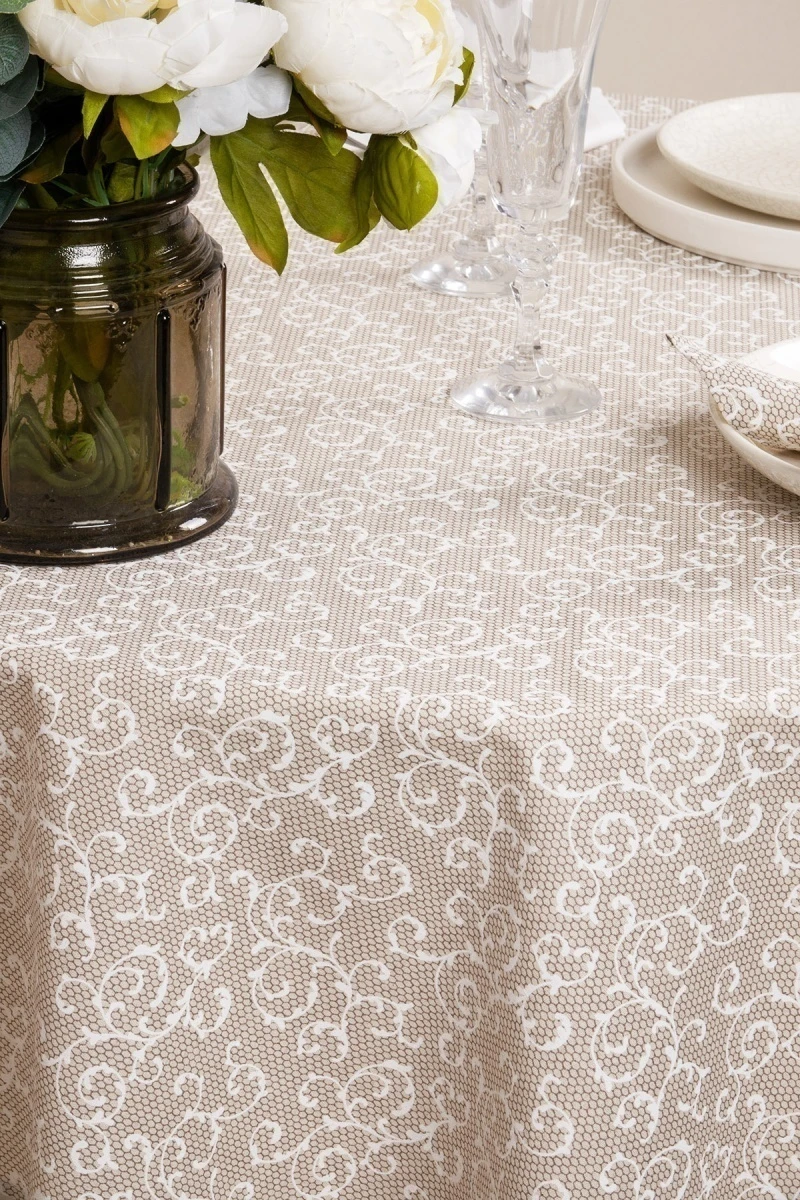 Скатерть круглая полулен "ГОС" Барокко (145х145 см)