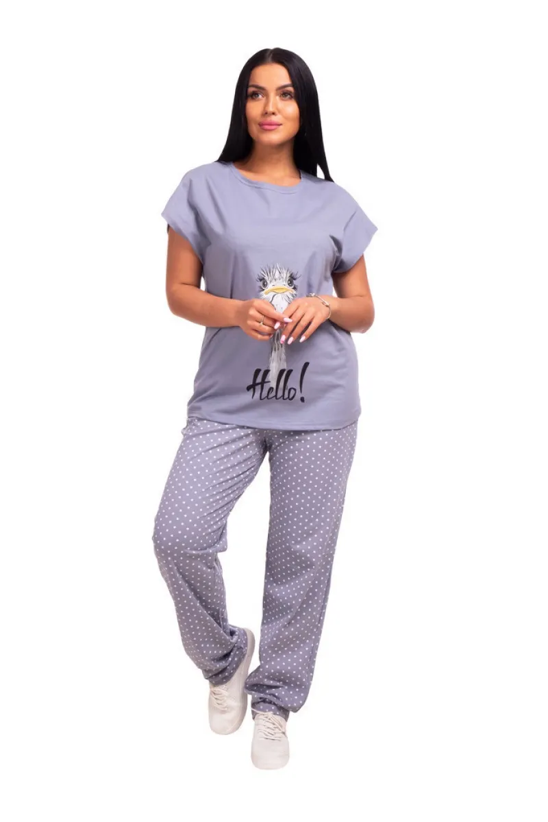 Женская пижама ЖП 010/1 (серый с горохом (страус))