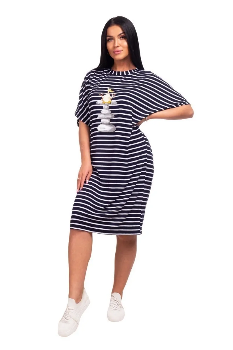 Платье П 791/1 (полоса на темно-синем)