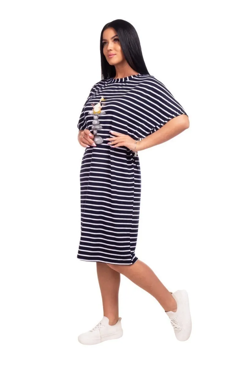 Платье П 791/1 (полоса на темно-синем)