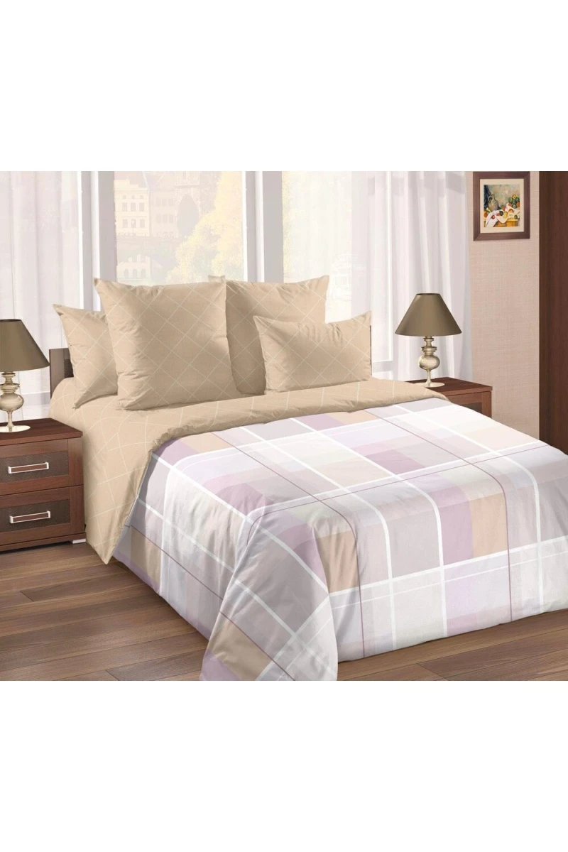 Простыня на резинке перкаль "ТД" "Мейси 1" арт. 660281 бежевый тип 2