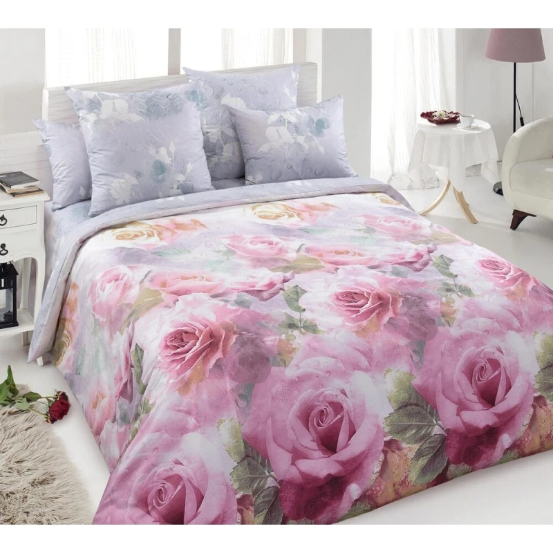 КПБ на пуговицах "ТД" перкаль "Саломея 1" ком. р. 2.0 сп. Евро арт. 209581 розовый