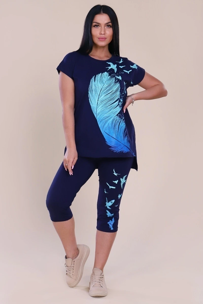 Костюм с бриджами - Пташка - 597 - т-синий