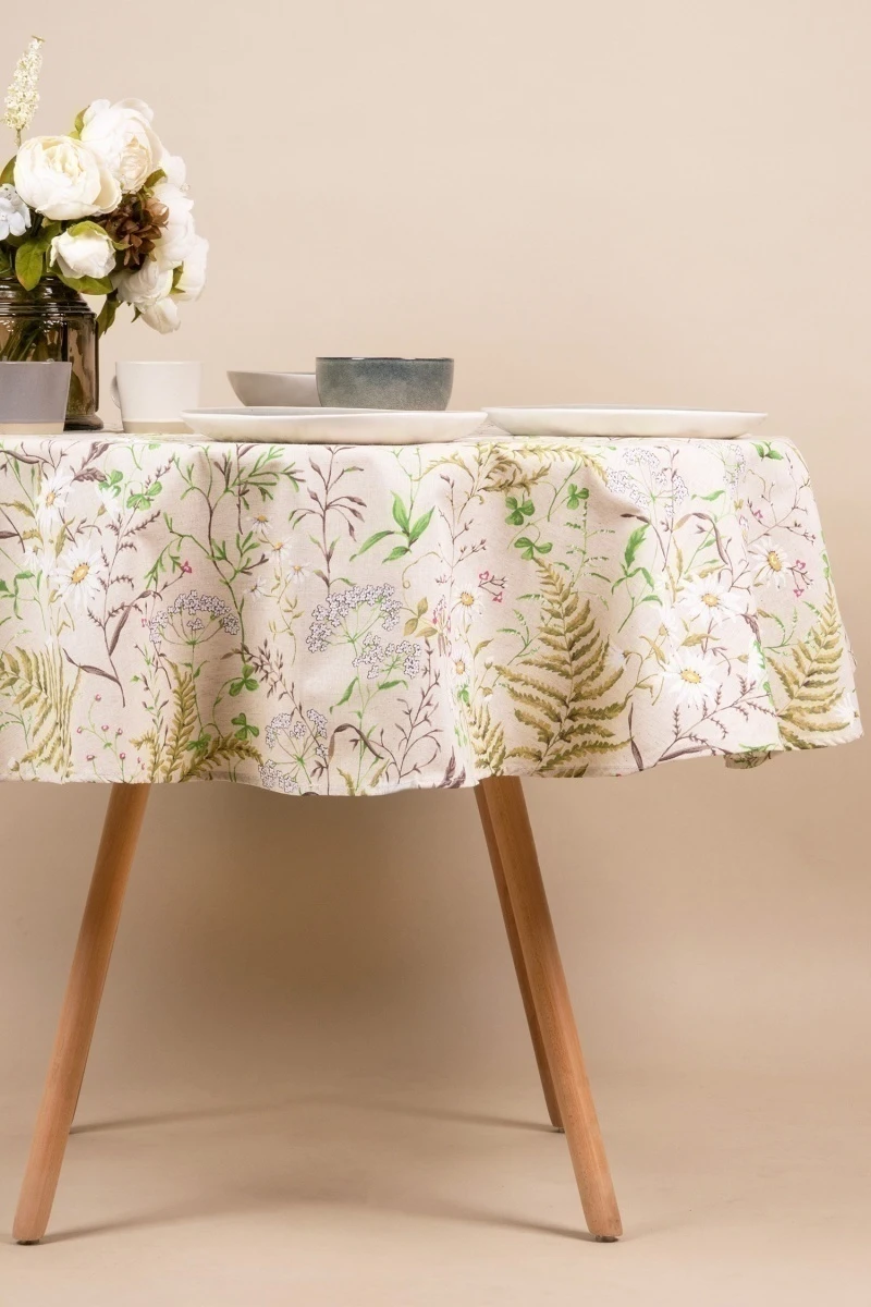 Скатерть круглая полулен "ГП" Льняное лето (145х145 см)