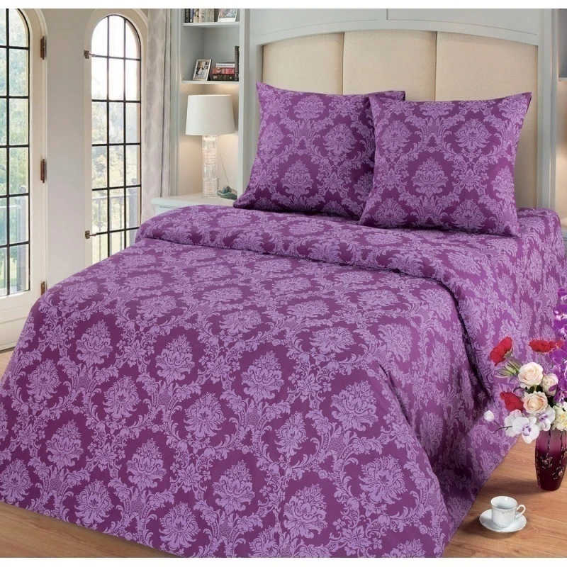 КПБ на пуговицах "МИЛАН" поплин "Сапфир" баклажан р. 1.5 сп. арт. 10333/7