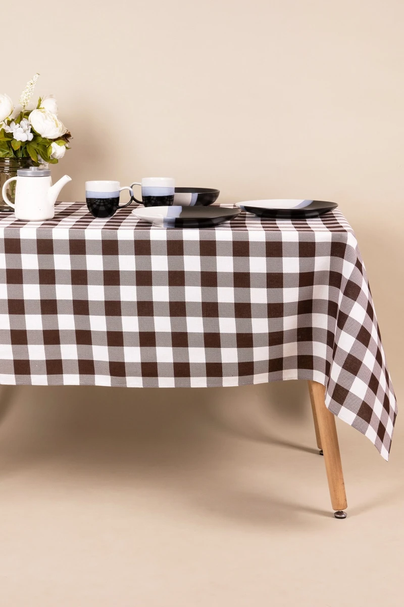 Скатерть рогожка "ГОС" Клетка-Шоколад