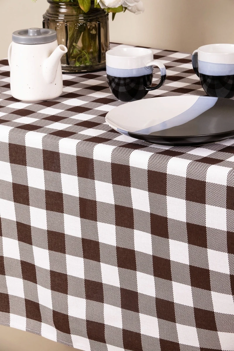 Скатерть рогожка "ГОС" Клетка-Шоколад