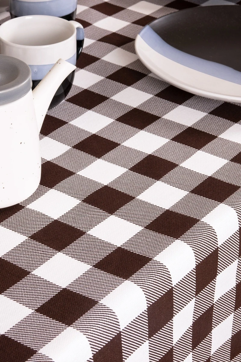Скатерть рогожка "ГОС" Клетка-Шоколад