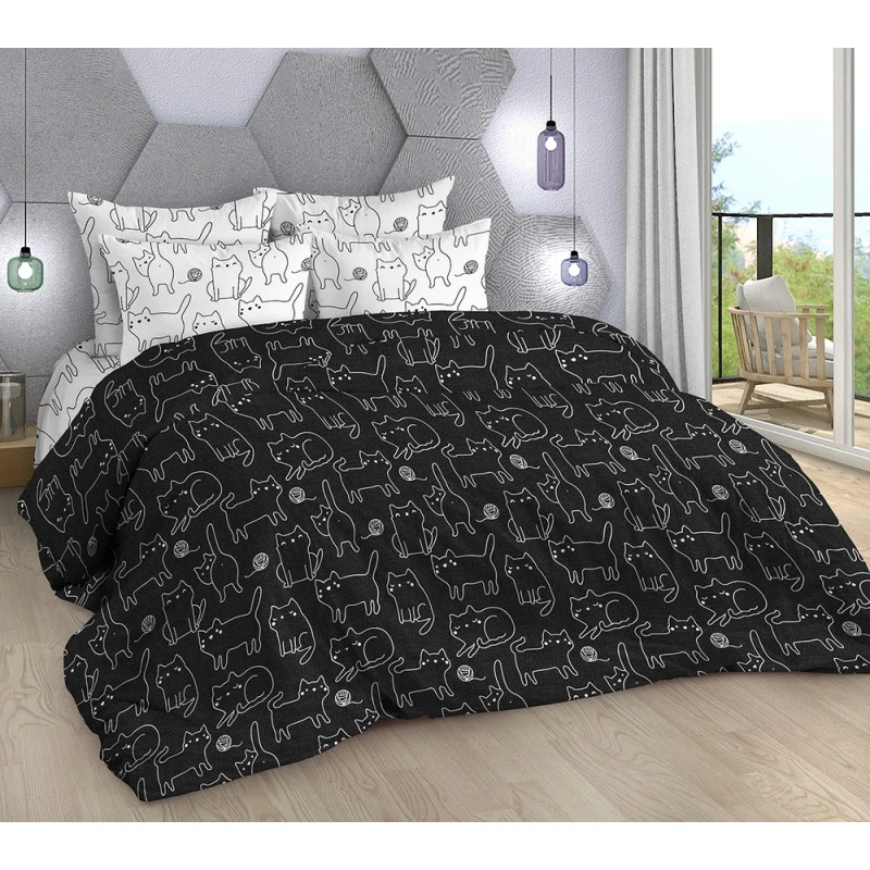 КПБ 4 "МИЛАН" поплин "Коты-Инь-Янь" ком. р. Евро арт. 12570/1