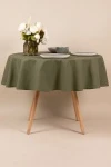 Скатерть круглая полулен "ГОС" Хаки (145х145 см)