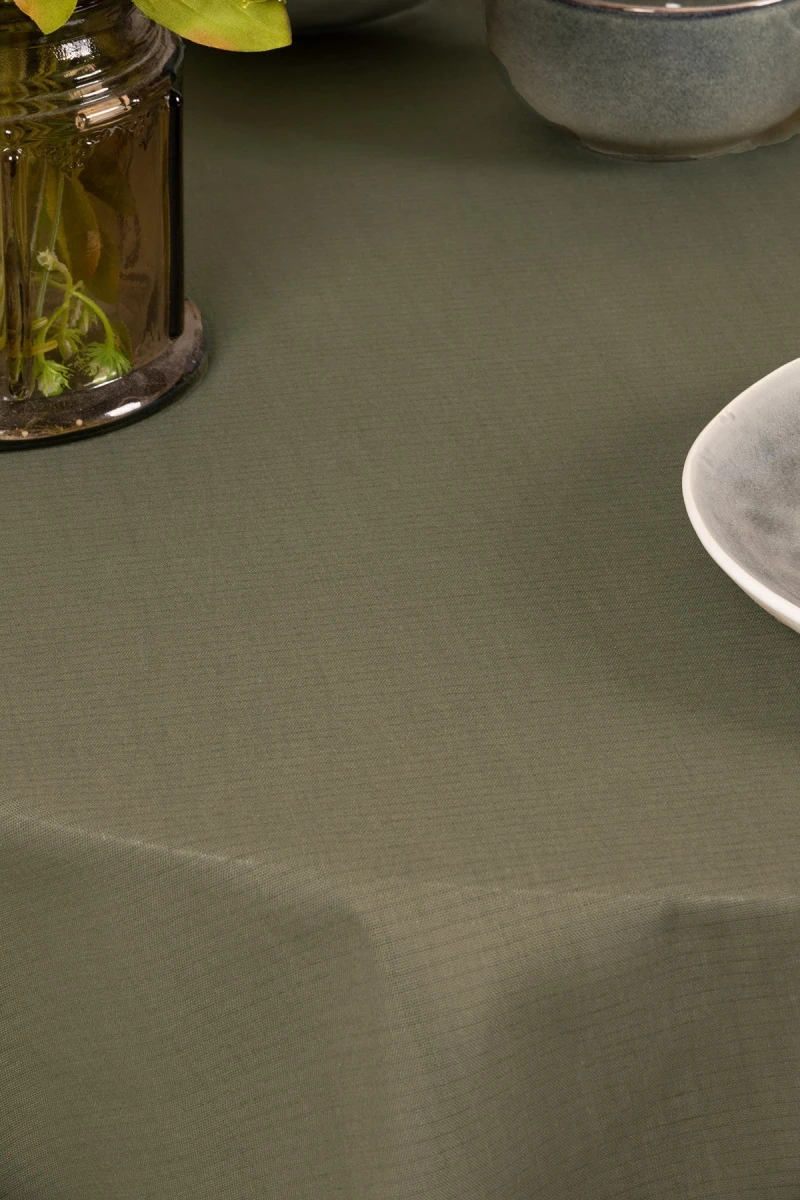 Скатерть круглая полулен "ГОС" Хаки (145х145 см)